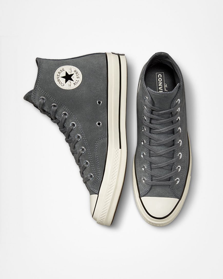 Pánské Boty Vysoké Converse Chuck 70 Semišové Šedé Černé | CZ XHNE84